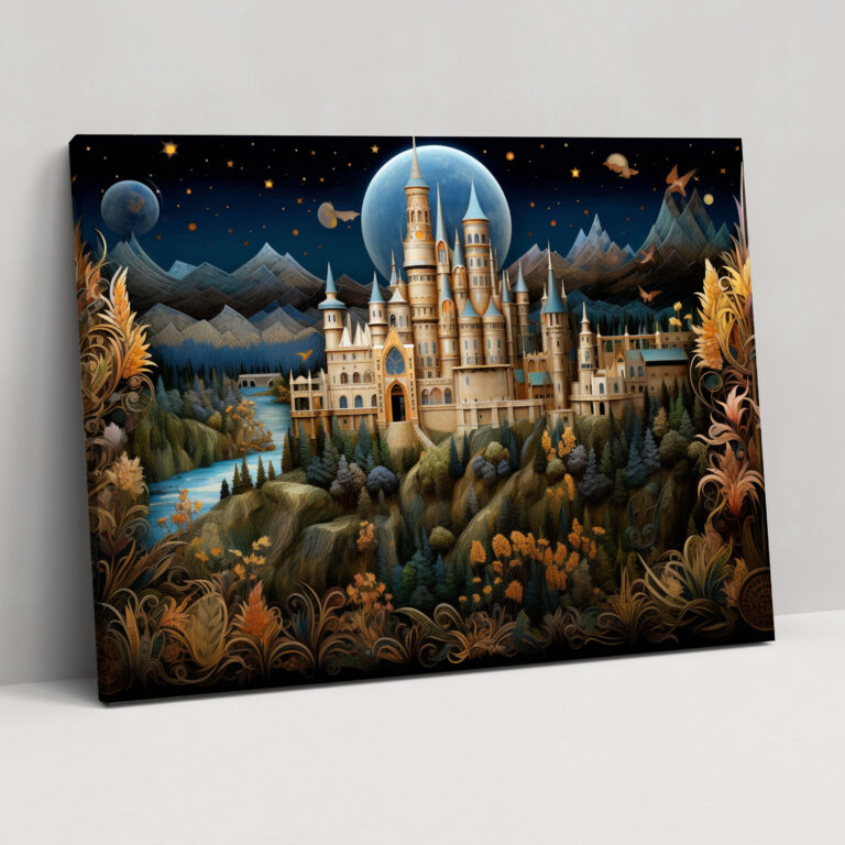 Medieval Illuminated Castle Canvas Print - Medieval, Medieval, Wall Decoration, Home Decoration