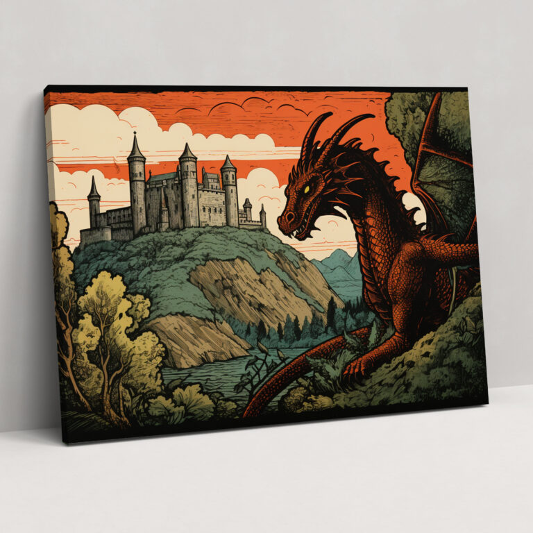 Medieval Dragon Fortress Wall Art - Medieval, Wall Decoration, Canvas, Wall Art