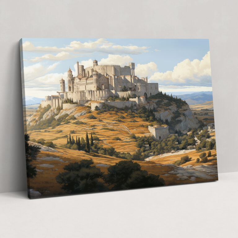 Ancient Medieval Castle Calligraphy Print - Medieval, Elegance, Wall Art, Canvas Wall Art