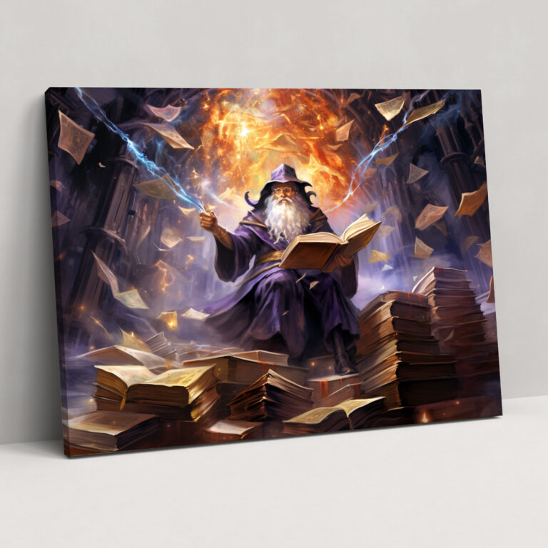 Medieval Wizard Manuscript Art - Medieval, Enchantment, Canvas, Medieval