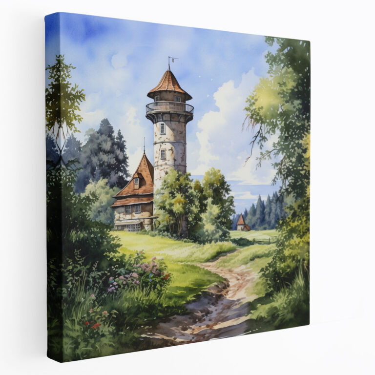 Picturesque Green Landscape Maiden Tower Canvas Print - Maiden Tower, Maiden Tower, Home Decoration, Canvas Print