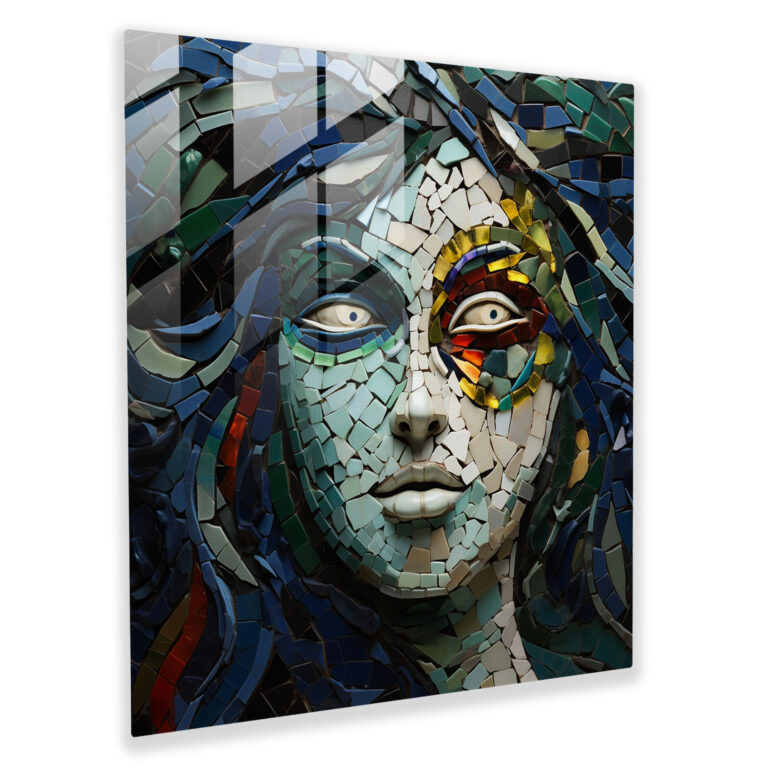 Medusa Glass Art - Medusa, Shattered Mirror Pieces, Glass Print, Mythological Symbolism