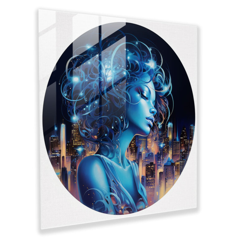 Medusa City Skyline Glass Wall Art - Medusa, City Skyline, Mythology, Medusa