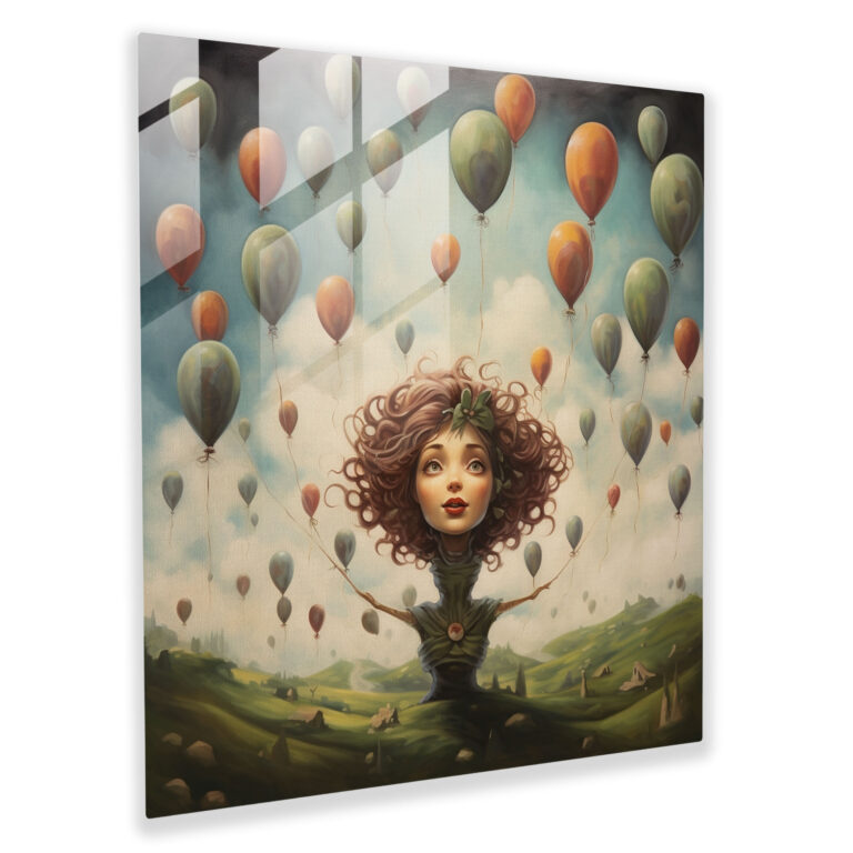 Medusa Balloon Fields Glass Print - Medusa, Playful, Glass Wall Art, Wall Decoration