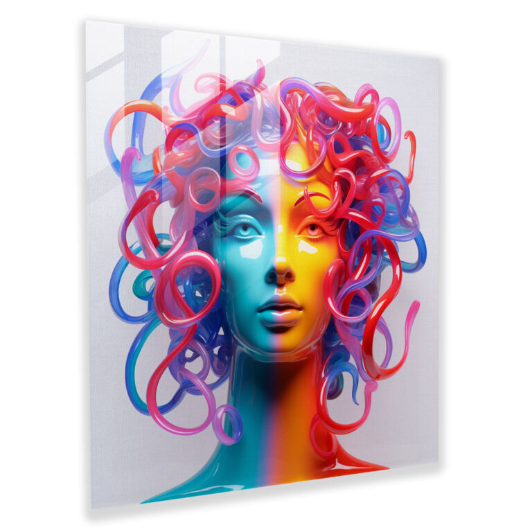Medusa Glass Print - Vibrant Colored Portrait Of Mythical Gorgon - Medusa, Home Decoration, Glass Art, Wall Decoration