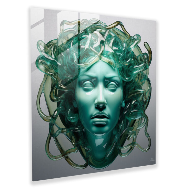 Medusa Glass Wall Art - Lifelike Depiction Of Intense Gaze With Realistic Detail - Medusa, Modern Art, Lifelike, Realistic