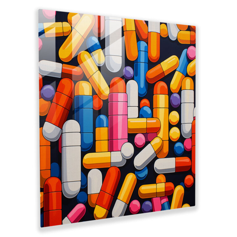 Medicine Pop Art Pills Glass Print - Medicine, Home Decoration, Pills, Wall Decoration