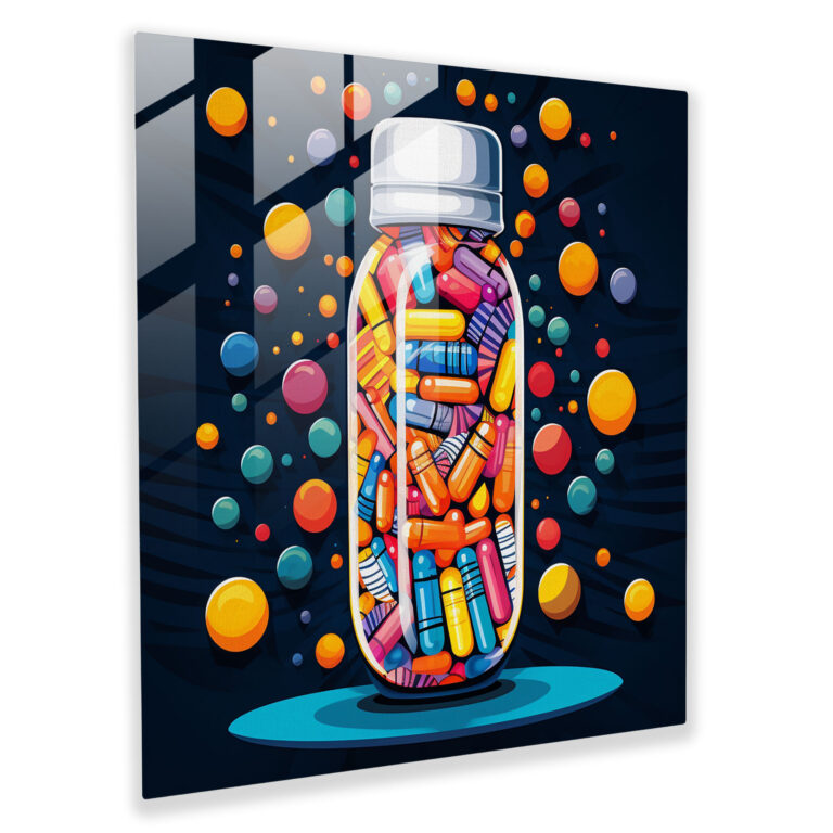 Medicine Pop Glass Print - Medicine, Medicine, Pop Art Inspired Design, Glass Print