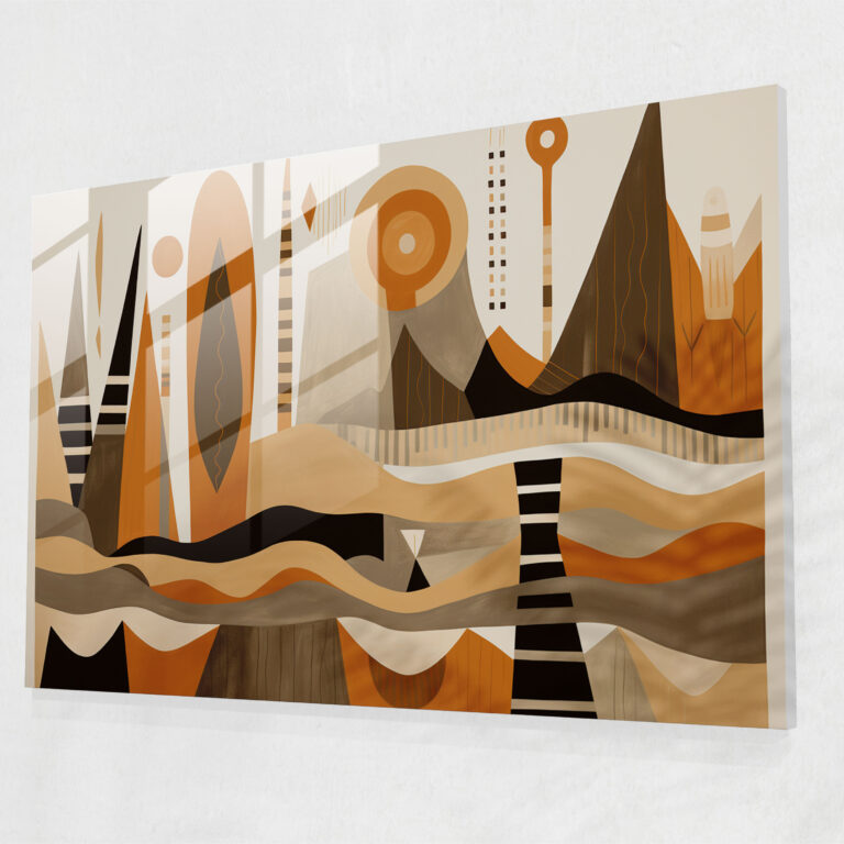 Minimalist Mesolithic Glass Wall Art - Mesolithic, Glass Art, Earthy Tones, Minimalist Art
