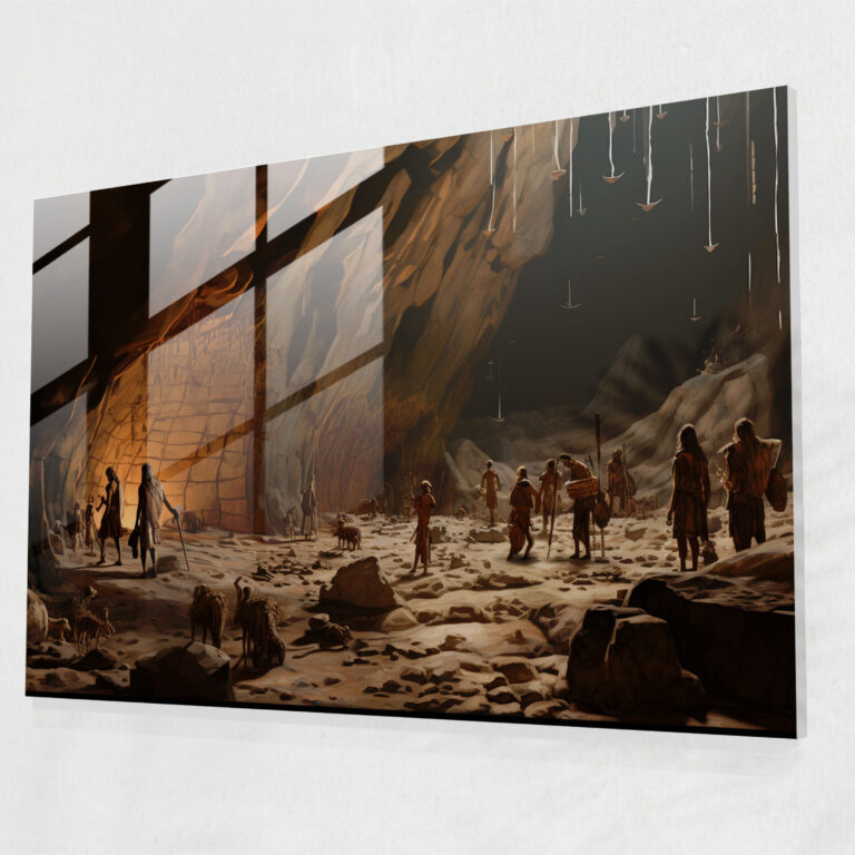 Mesolithic Mystery Glass Print - Mesolithic, Mesolithic Cave Art, Mystery, Glass Wall Art