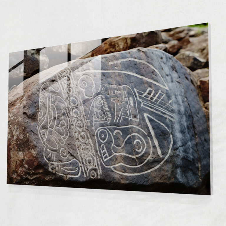 Mesolithic Glass Print - Rock Carving - Mesolithic, Wall Decoration, Rock Carving, Home Decoration