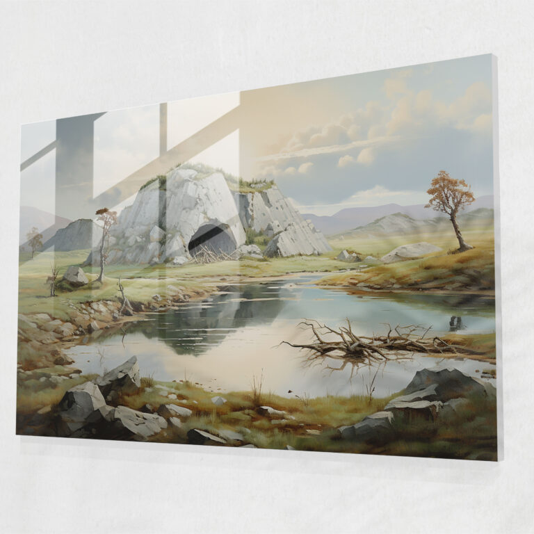 Mesolithic Glass Print - Serene Landscape - Mesolithic, Glass Print, Glass Wall Art, Mesolithic