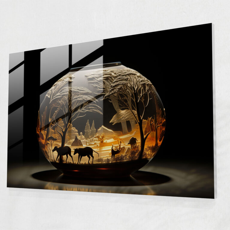 Majestic Mesolithic Hunting Glass Art - Mesolithic, Hunting Scene, Glass Art, Mesolithic