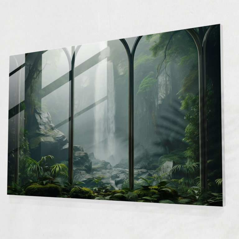 Untouched Mesolithic Waterfall Glass Wall Art - Mesolithic, Home Decoration, Waterfall, Modern Art