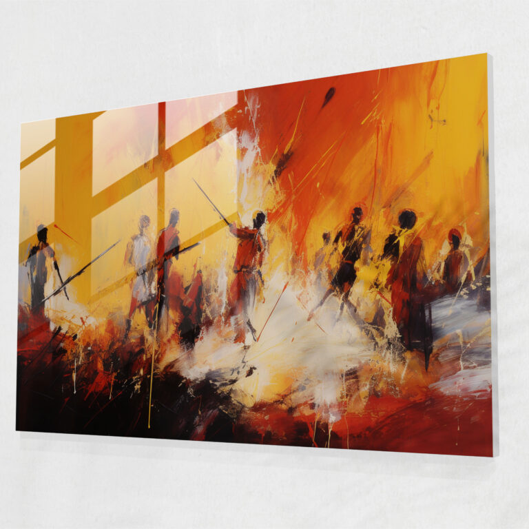 Mesolithic Glass Print: Abstract Acrylic Painting - Mesolithic, Mesolithic, Home Decoration, Glass Print