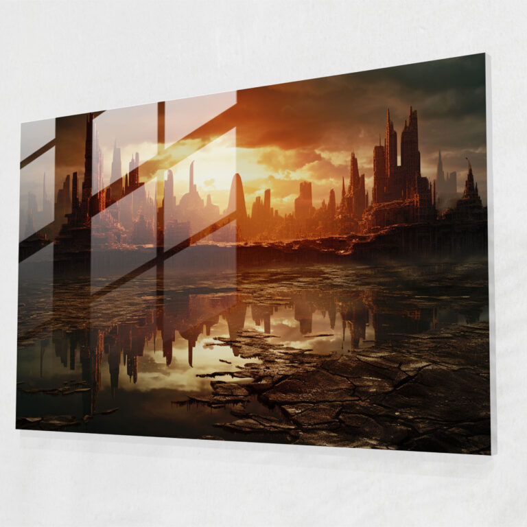 Mesolithic Glass Wall Art: Surreal Digital Composition - Mesolithic, Glass Art, Home Decoration, Surreal Digital Art