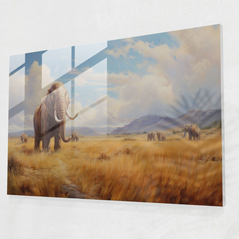 Paleolithic Mammoth Glass Wall Art - Mesolithic, Glass Wall Art, Vibrant Colors, Home Decoration