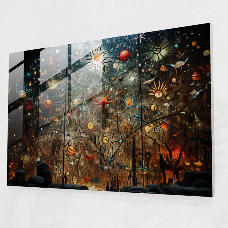 Paleolithic Kaleidoscope Glass Print - Mesolithic, Wall Decoration, Paleolithic Glass Print, Prehistoric Symbols