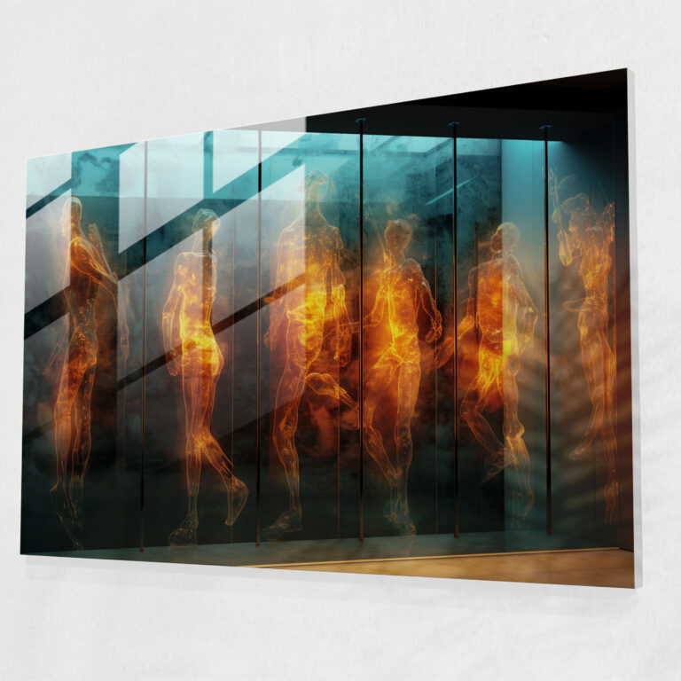 Paleolithic Futuristic Transformation Glass Wall Art - Mesolithic, Futuristic Design, Wall Decoration, Ancient Imagery