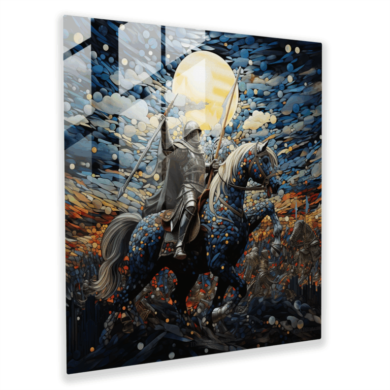 Intricate Glass Print - Moonlit Battle - Modern Artwork Home Decoration