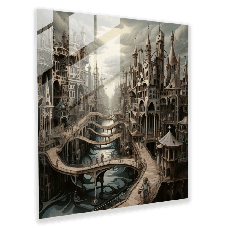 Whimsical Glass Print - Fusion of Dreams - Modern Artwork Home Decoration