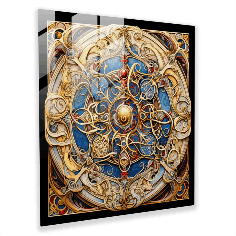 Intricate Manuscript: Medieval Calligraphy Glass Print - Illuminated Wall Art