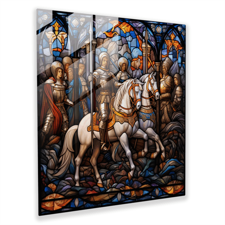 Regal Glass Print - Medieval Stained Glass Window Artwork - Home Decor