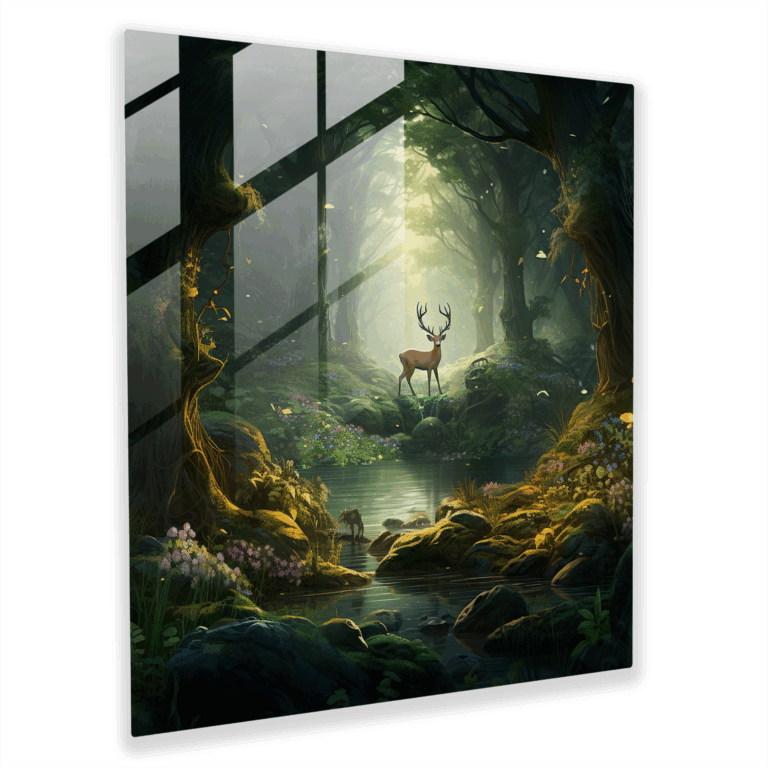 Mystical Glass Print - Enchanted Forest Realm
