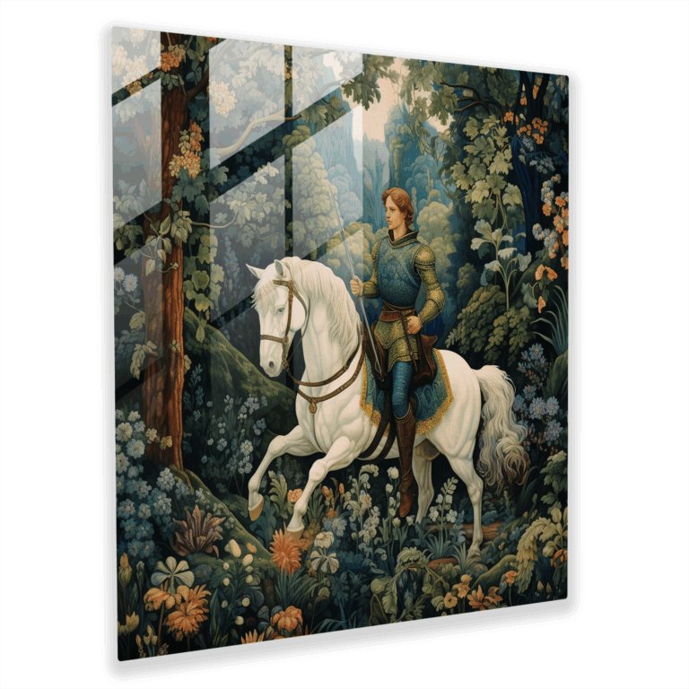 Enchanting Medieval Glass Print - Knight in Armor Artwork - Home Decoration - Glass Wall Decoration - Glass Art - Modern Artwork