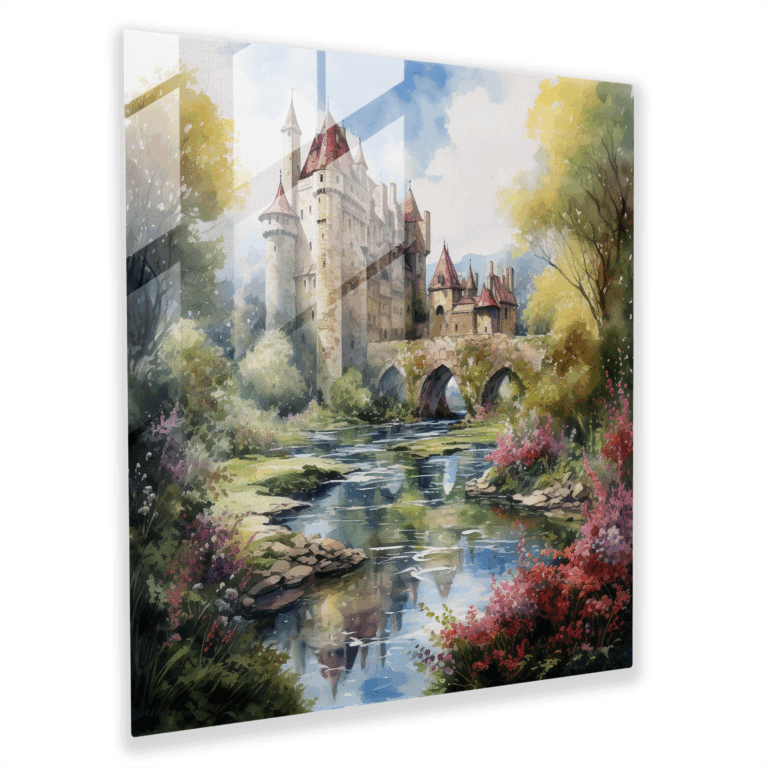 Spectacular Glass Print: Watercolor Medieval Castle