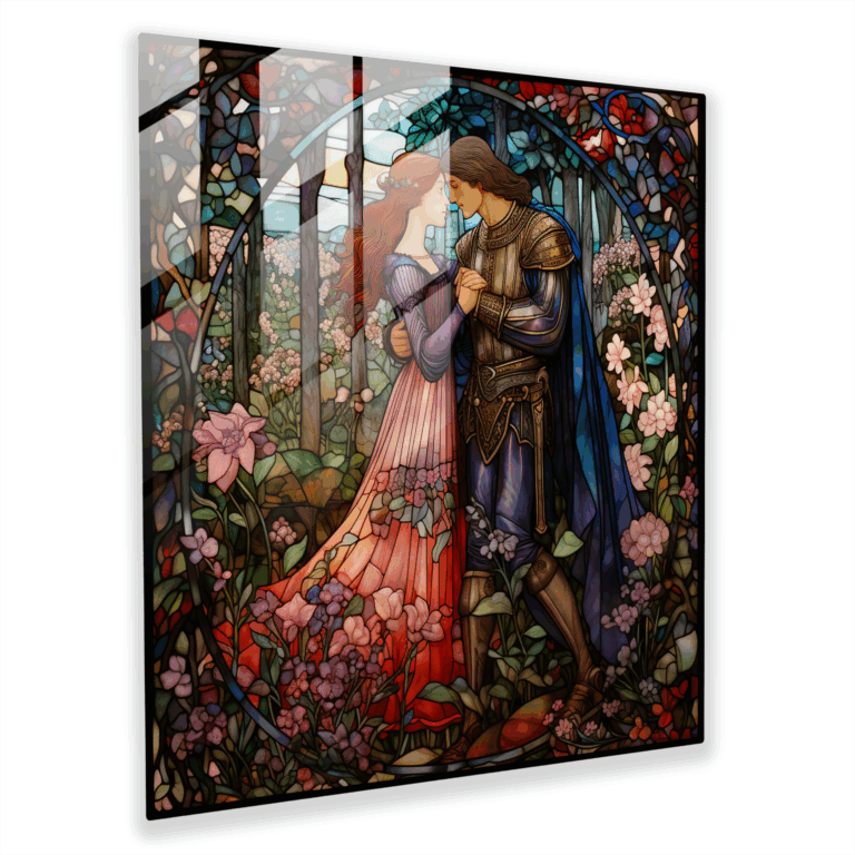 Enchanting Love Glass Print - Serenade of Knights