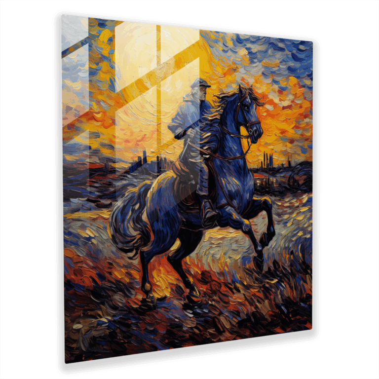 Van Gogh-inspired Glass Print of a Medieval Knight