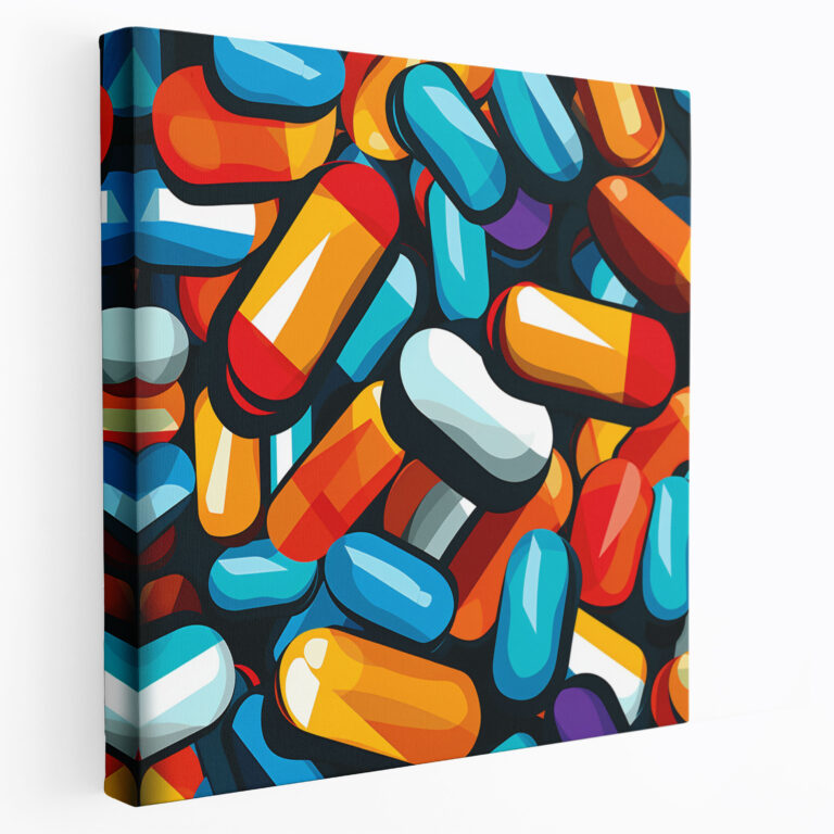 Medicine Pills Pop Art Canvas Print - Medicine, Dynamic, Pills, Colorful