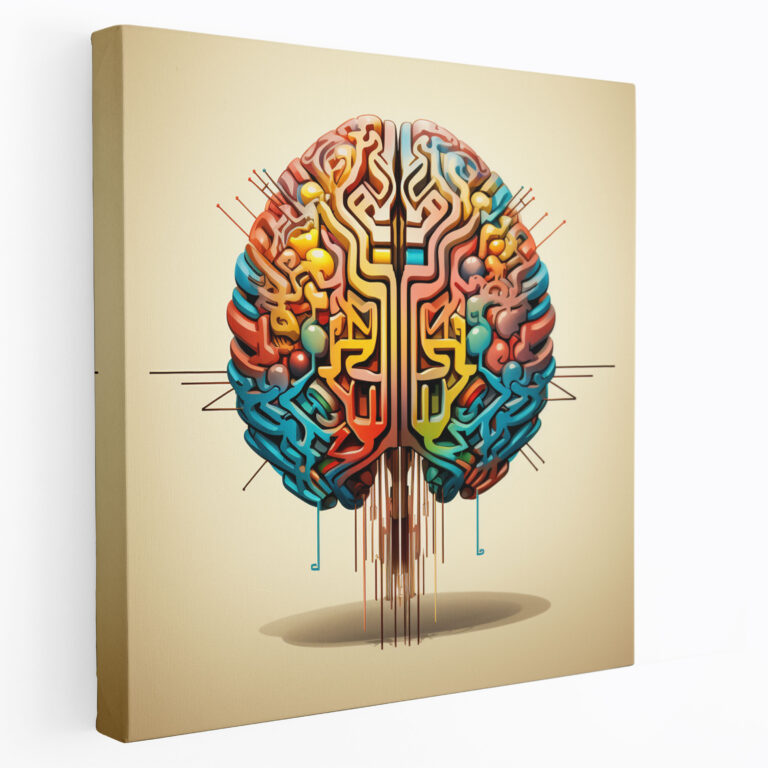 Medicine Geometric Brain Canvas Print - Medicine, Geometric Digital Artwork, Human Brain, Contemporary