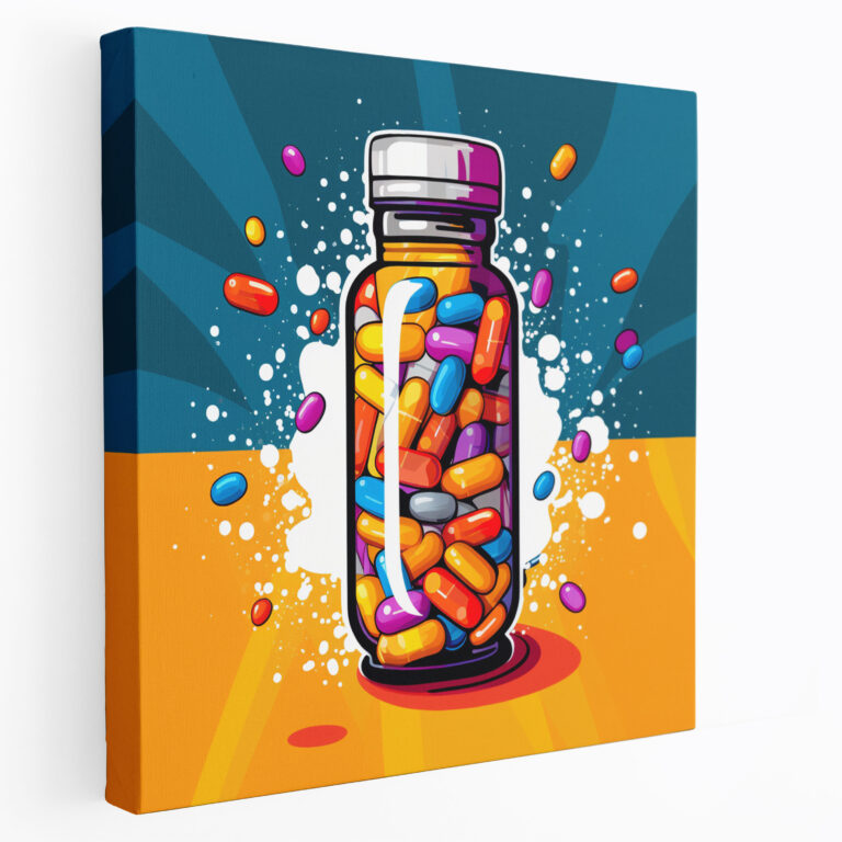 Pop Medicine Canvas Print - Medicine, Pill Bottle, Wall Art, Pop Art Illustration