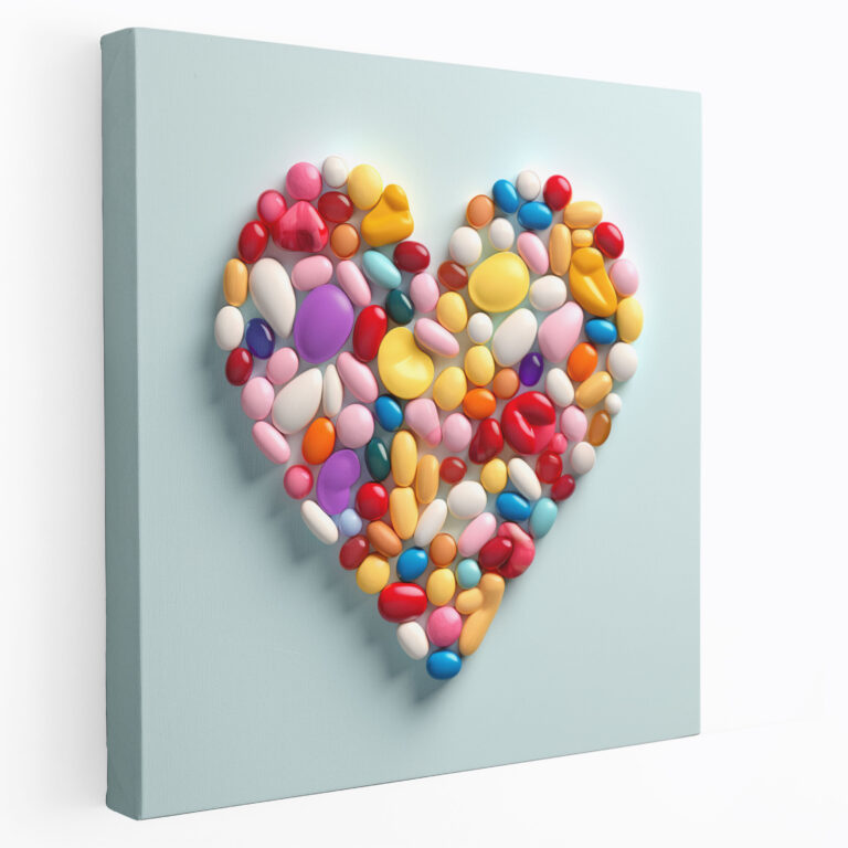 Medicine Canvas Print - Pill Heart - Medicine, Capsules, Wall Art, Pills