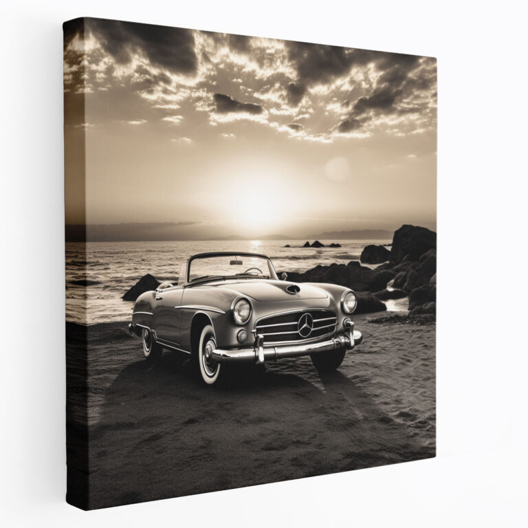 Mercedes Wall Decoration - Vintage Black And White Photo Canvas Print - Mercedes, Vintage, Canvas, Canvas Print