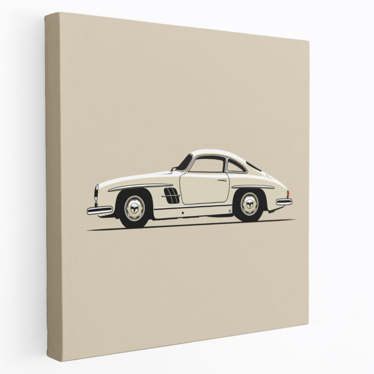 Mercedes Wall Decoration - Minimalist Line Drawing Canvas Print - Mercedes, Modern Aesthetics, Contemporary, Minimalist Line Drawing