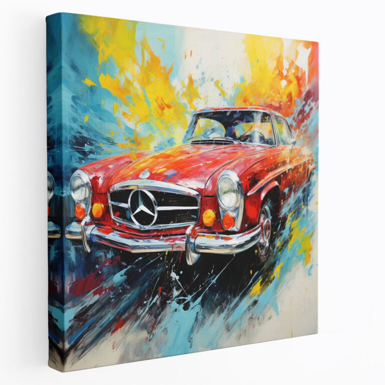 Abstract Mercedes Canvas Print - Mercedes, Mercedes, Dynamic Brushstrokes, Wall Art