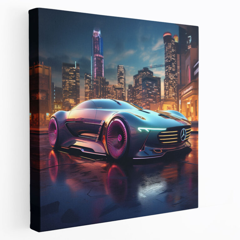 Futuristic Mercedes Wall Art - Mercedes, Home Decoration, Digital Illustration, Canvas
