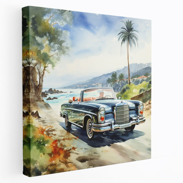 Coastal Mercedes Watercolor Wall Art - Mercedes, Mercedes, Impressionist Watercolor Painting, Home Decoration
