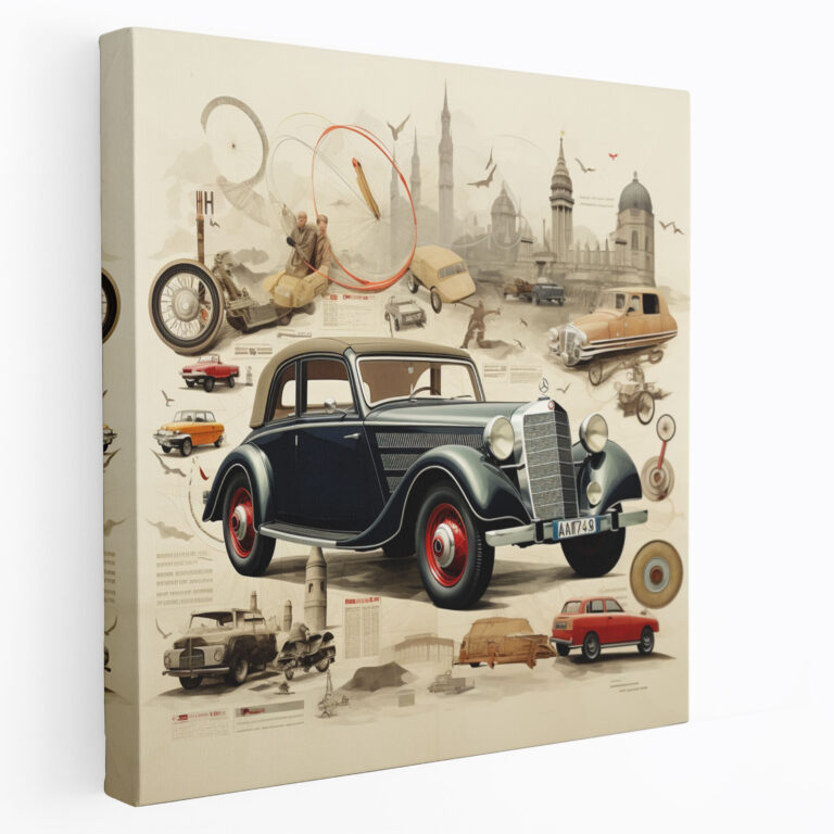 Mercedes Collage Wall Decoration - Mercedes, History, Canvas Print, Collage Art