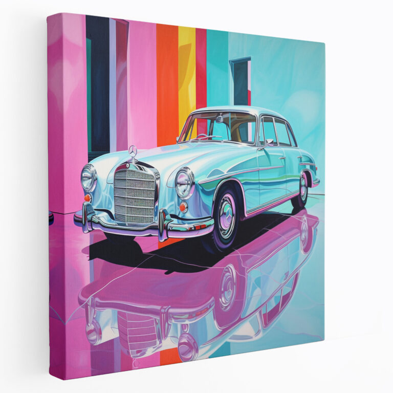 Mercedes Canvas Print - Sleek Silver Car - Mercedes, Canvas Print, Abstract Painting, Sleek Silver Car