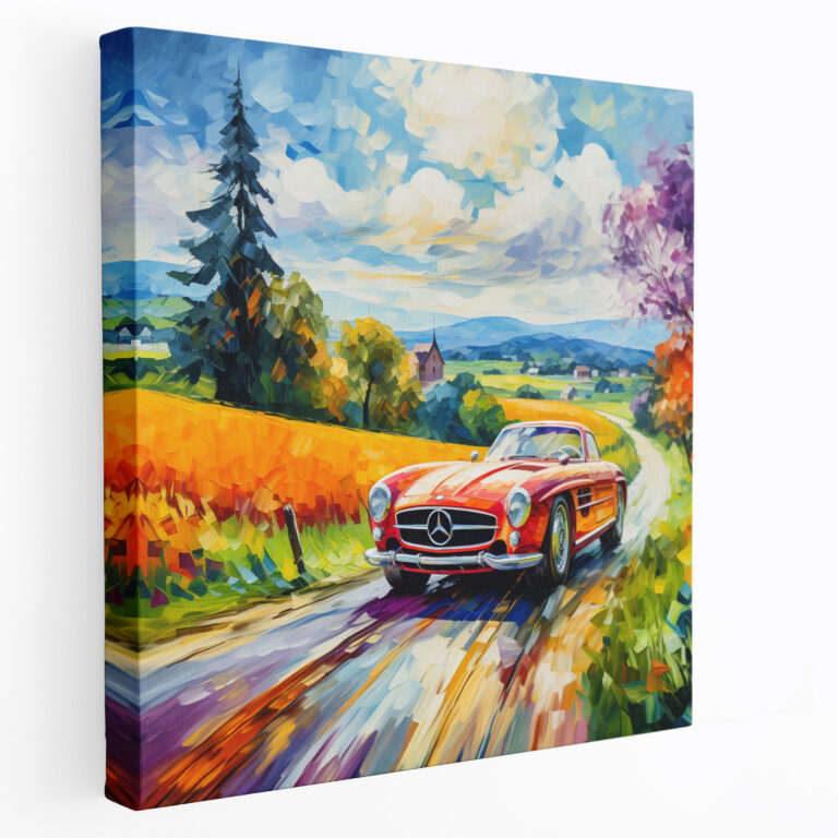 Mercedes Canvas Print - Speeding Sports Car - Mercedes, Canvas, Wall Decoration, Canvas Print