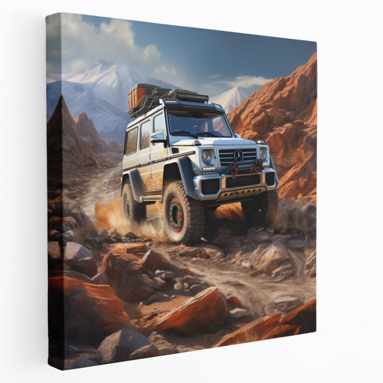 Mercedes Wall Decoration - Rugged G-Wagon Adventure - Mercedes, Exploration, Canvas Wall Art, Realistic Digital Art
