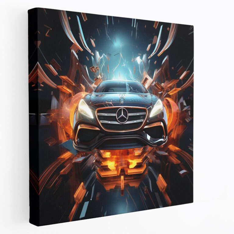 Mercedes Canvas Print - Abstract Digital Art Wall Decoration - Mercedes, Innovative Design, Mercedes Logo, Home Decoration