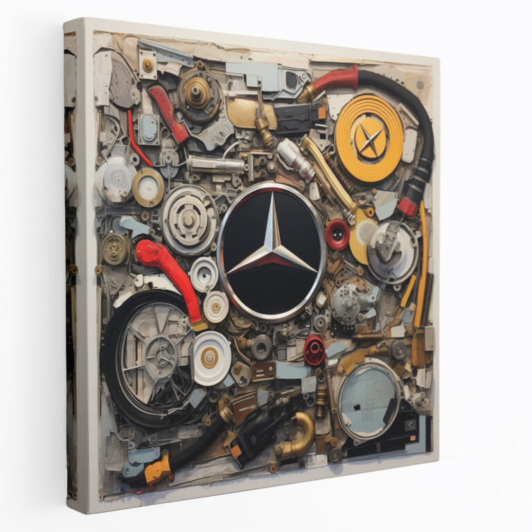Mercedes Wall Art - Mixed Media Collage Canvas Print - Mercedes, Mercedes, Canvas Print, Abstract Composition