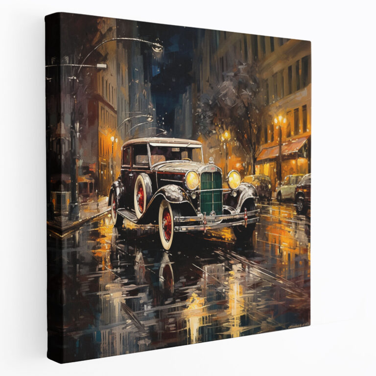 Mercedes Wall Art - Rainy Cityscape Canvas Print - Mercedes, Mercedes, Wall Decoration, Romance