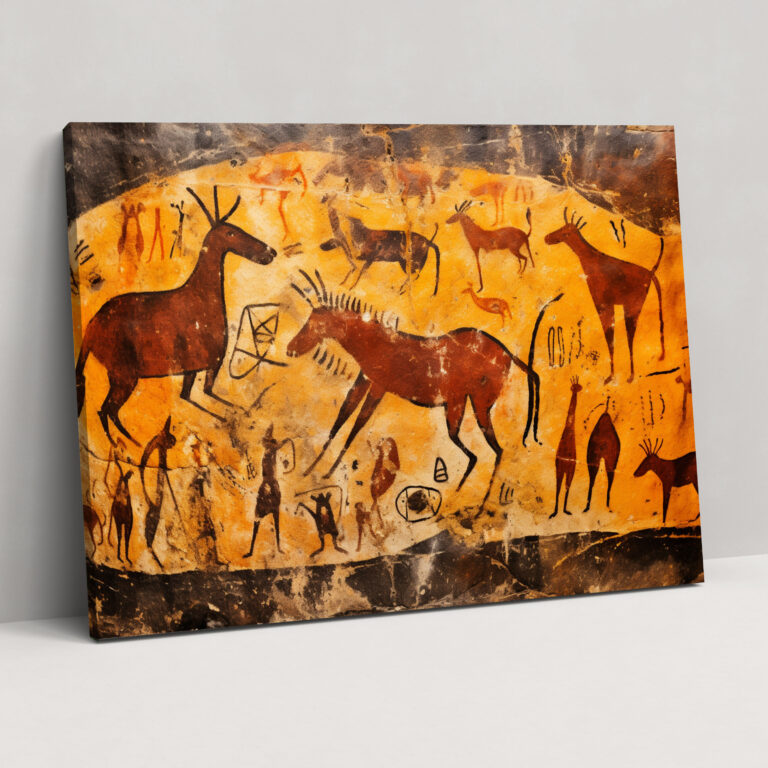 Mesolithic Cave Paintings Canvas Print - Mesolithic, Home Decoration, Canvas, Canvas Wall Art