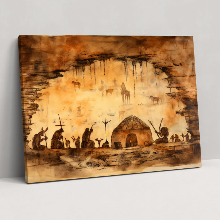 Mesolithic Cave Drawings Wall Decoration - Mesolithic, Wall Art, Home Decoration, Rustic Art